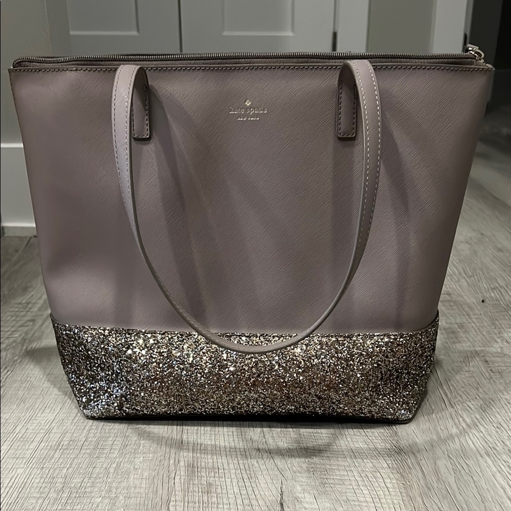 Kate Spade Purple and Silver Tote Bag